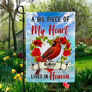 A Big Piece Of My Heart Live In Heaven Personalized Name Outdoor Garden Flag