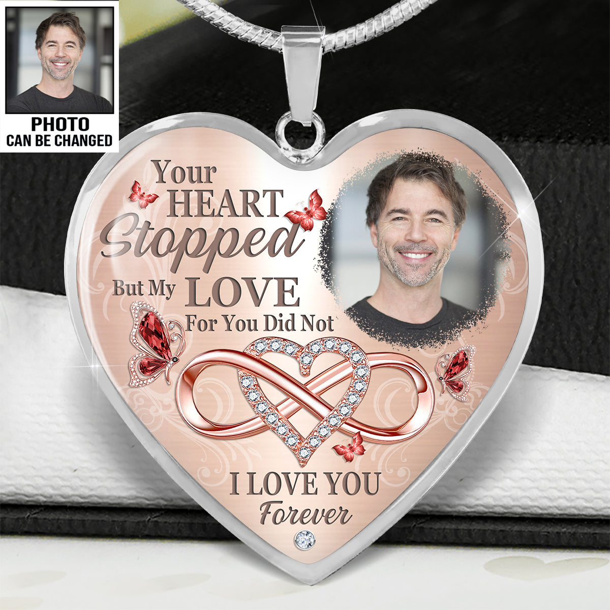 My Love For You Did Not Customize Photo Necklace