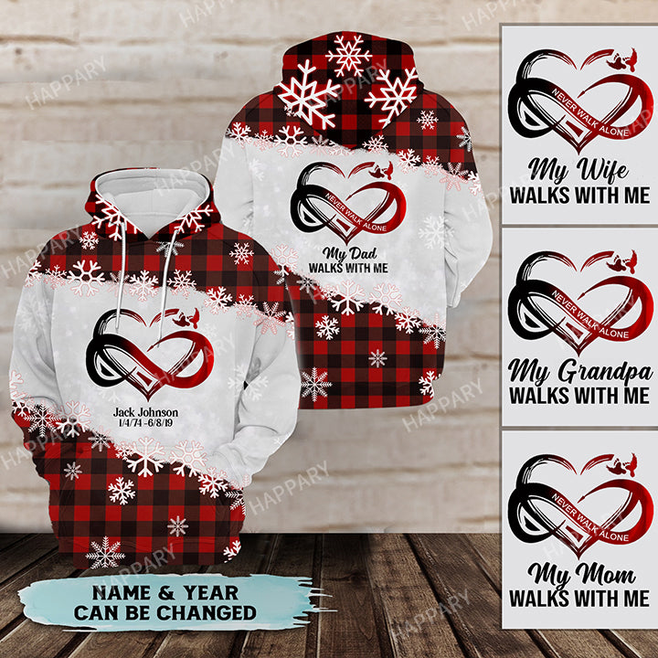 Never Walk Alone Christmas Snowflake Personalized All Over Print Hoodie