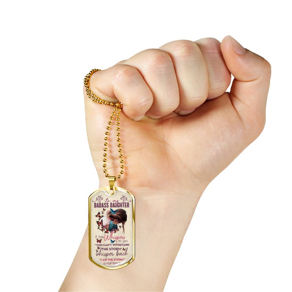 To My Badass Daughter Dog Tag Necklace