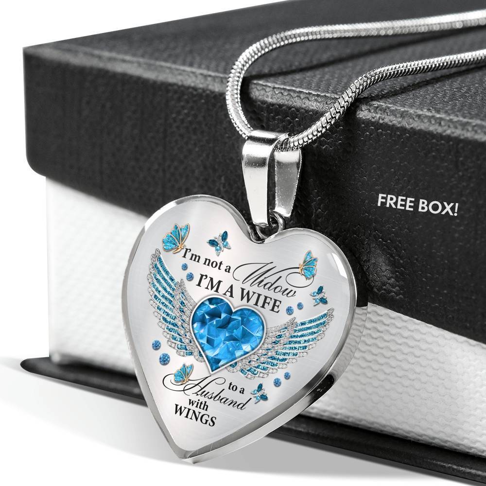 I’m Not A Widow I’m A Wife Butterfly Heart Necklace