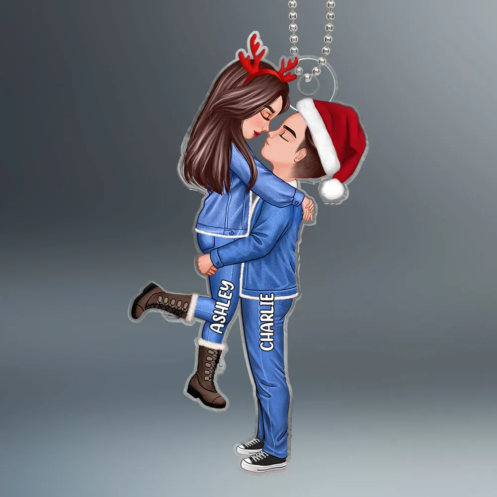 Winter Christmas Couple Gift Personalized Acrylic Ornament - HAPPARY
