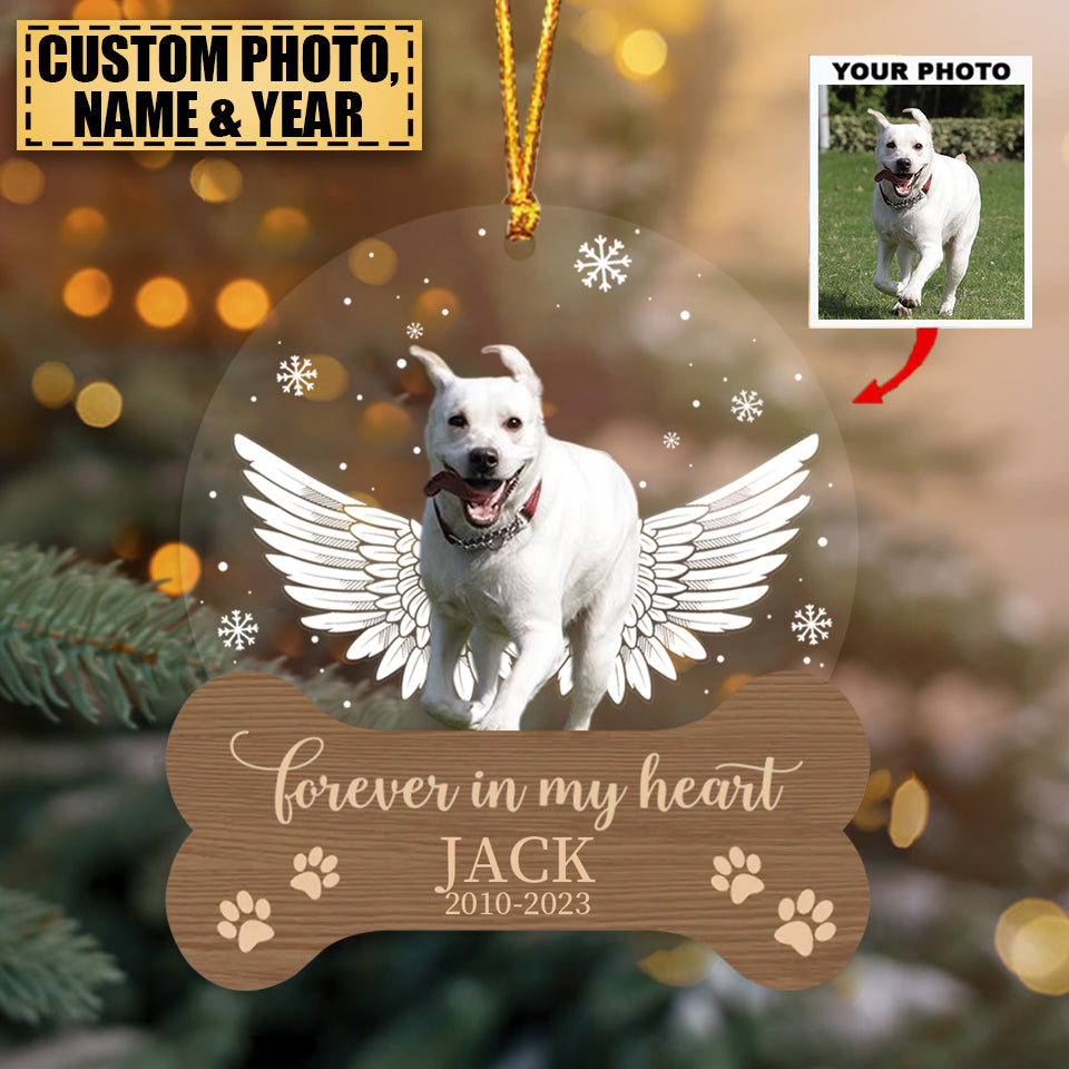 Personalized Christmas photo Upload Ornament - Memorial Gift For Loss Of Pet