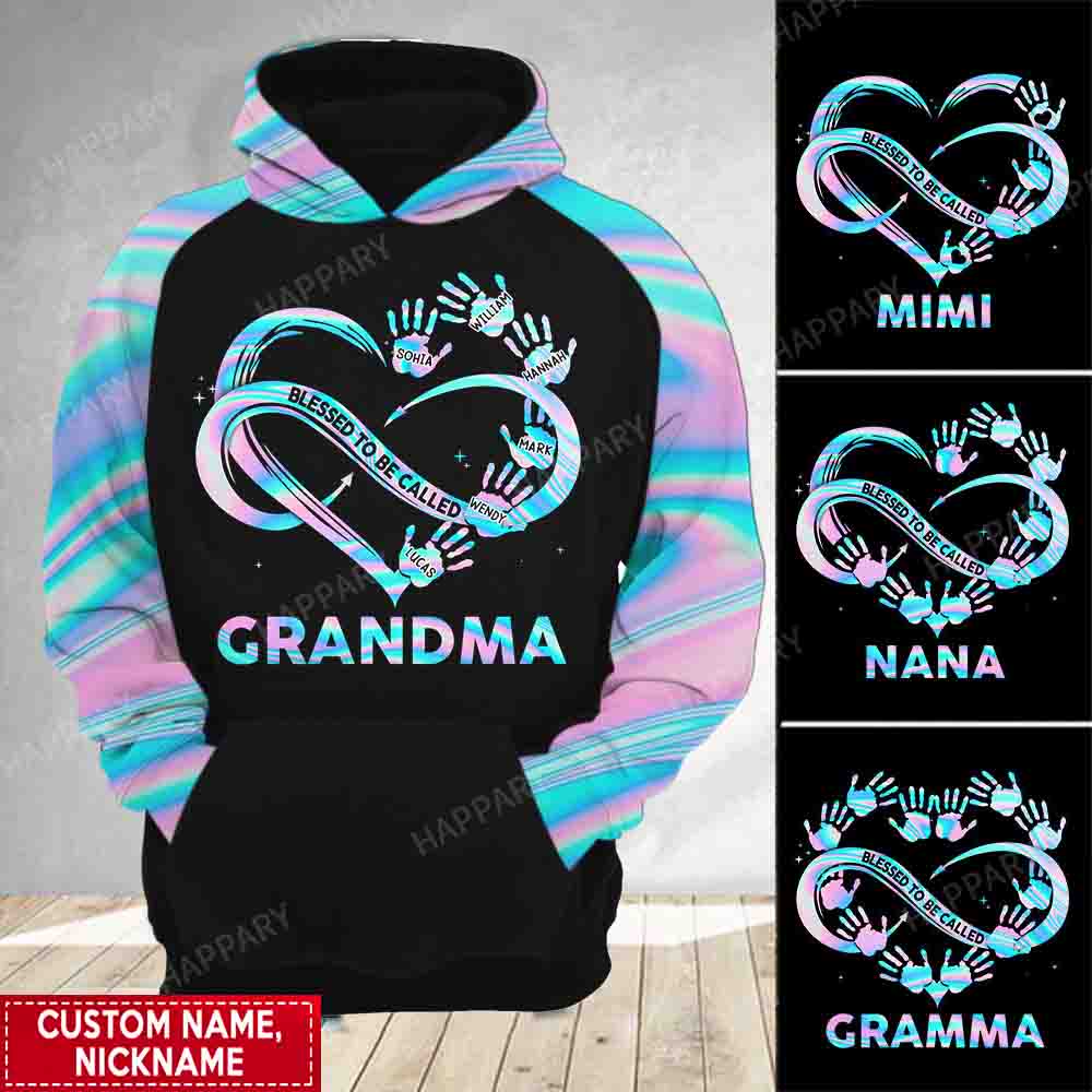 Blessed Grandma Mom Infinity Love Personalized All Over Print Hoodie