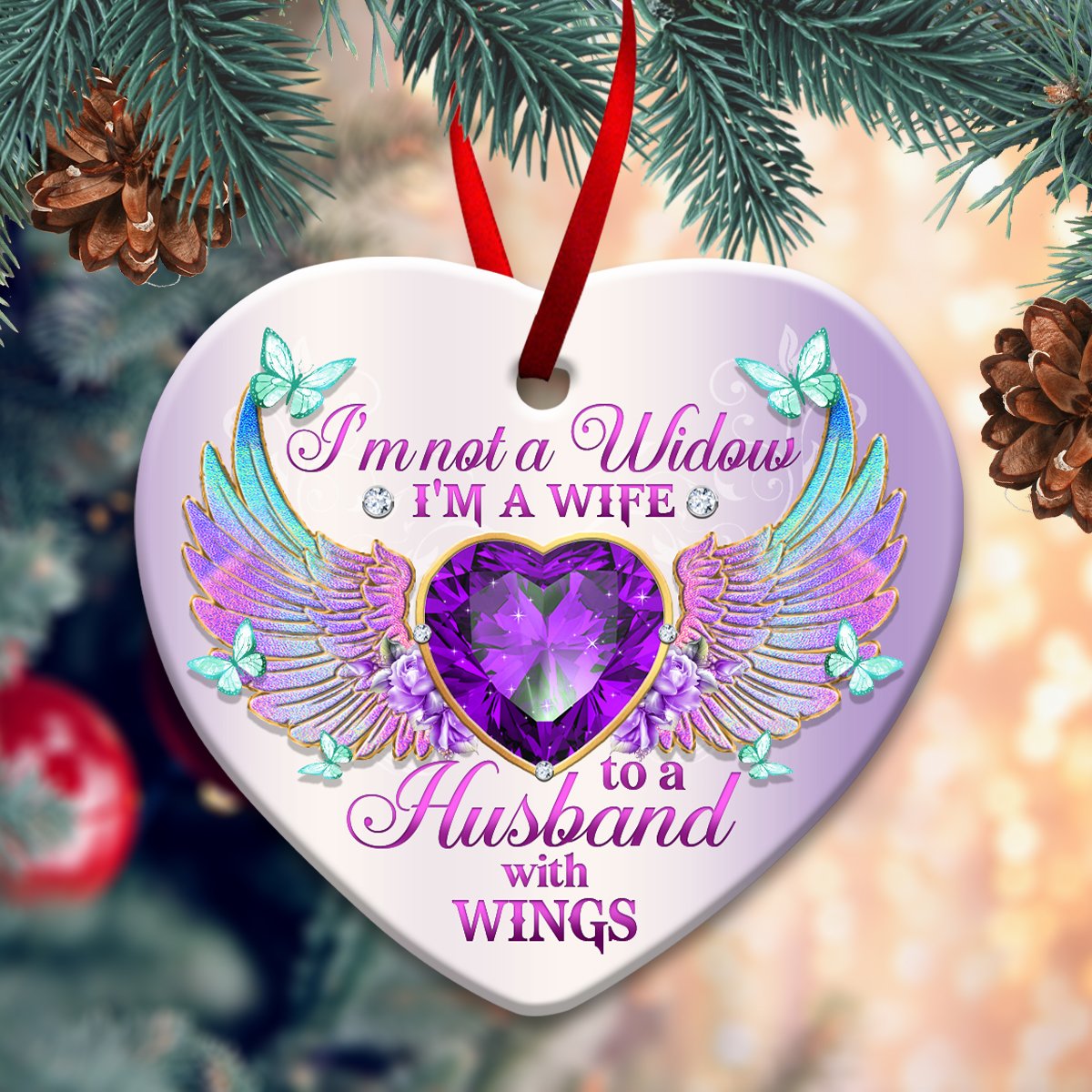 Im Not A Widow Heart Memorial Ornament (Porcelain)