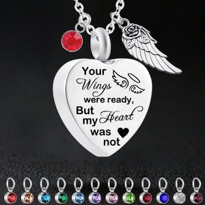 Dletay Heart Cremation Necklace for Ashes Angel Wing Urn Necklace