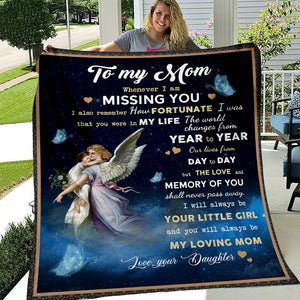 To My Mom From Daughter Angle Wings Fleece Blanket