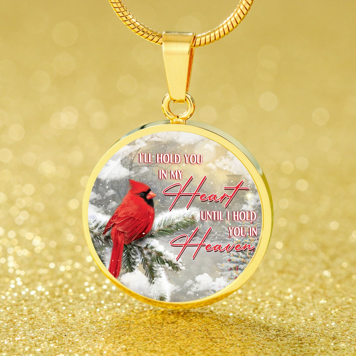 Memorial Cardinal Necklace - Circle Pendant Necklace