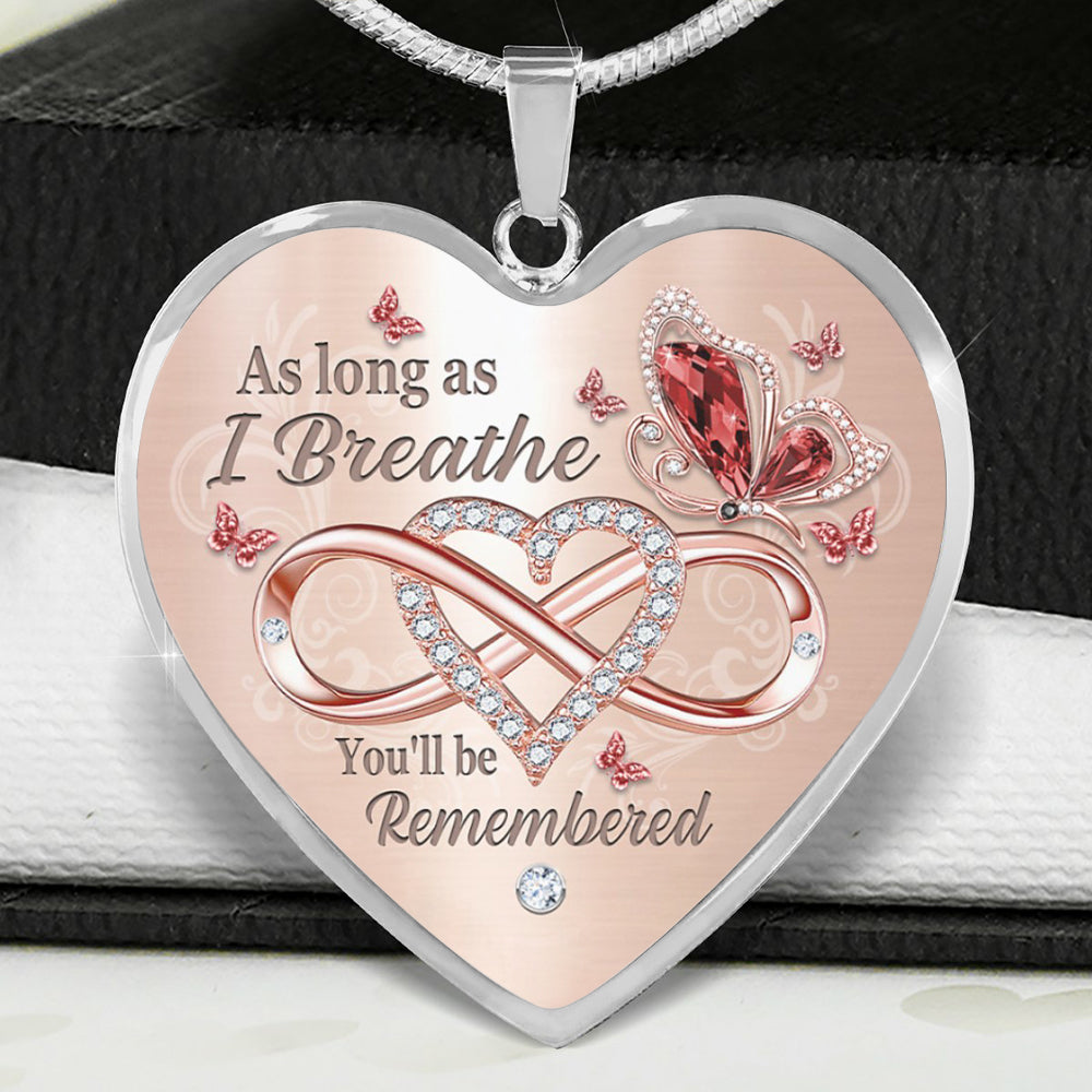 As Long As I Breathe Heart Necklace