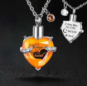12 Birthstones Heart Cremation Jewelry for Ashes Urn Necklaces