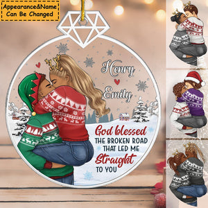 Led Me Straight To You Couple Personalized Custom Acrylic Ornament