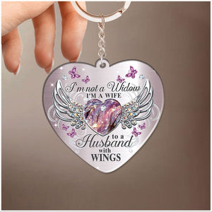 Memorial Butterfly My Husband Has Wings Heart Personalized Acrylic Keychain
