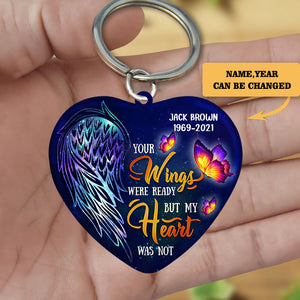 Personalized Butterfly Memorial Your Wings Were Ready Keychain
