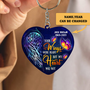Personalized Butterfly Memorial Your Wings Were Ready Keychain