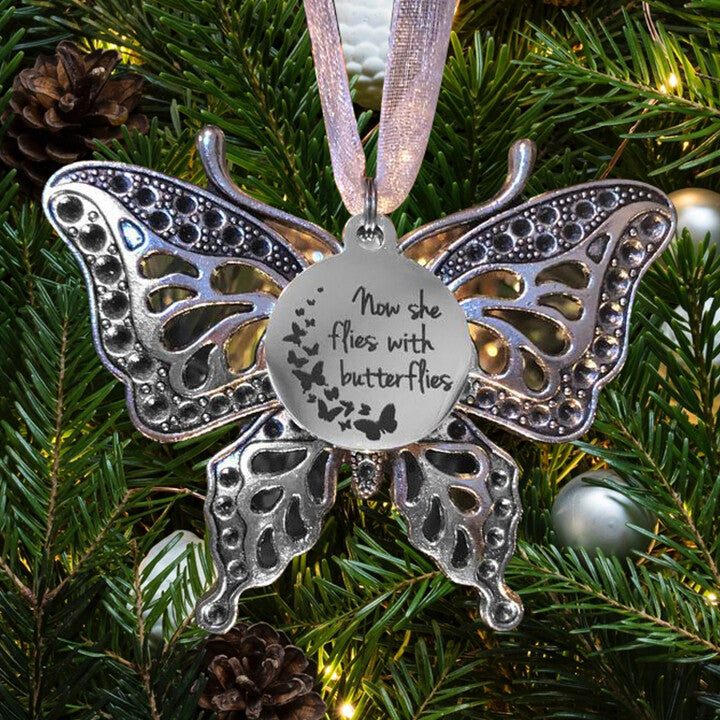Butterfly Memorial Ornaments - Now She/He Flies with Butterflies