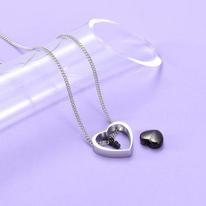 Double Heart Urn Ashes Necklace