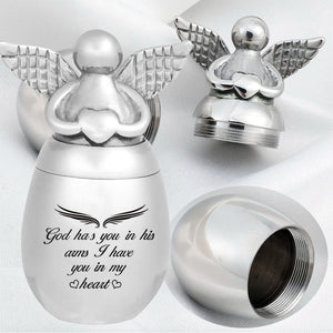 Mini Angel Keepsake Urn for Ashes-God Has You in His Arms, I Have You in My Heart