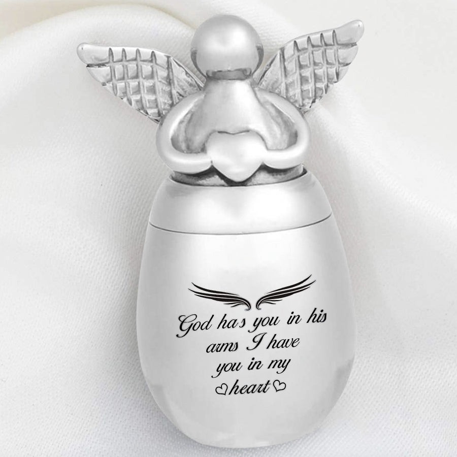 Mini Angel Keepsake Urn for Ashes-God Has You in His Arms, I Have You in My Heart