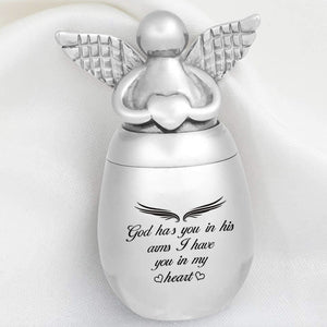 Mini Angel Keepsake Urn for Ashes-God Has You in His Arms, I Have You in My Heart