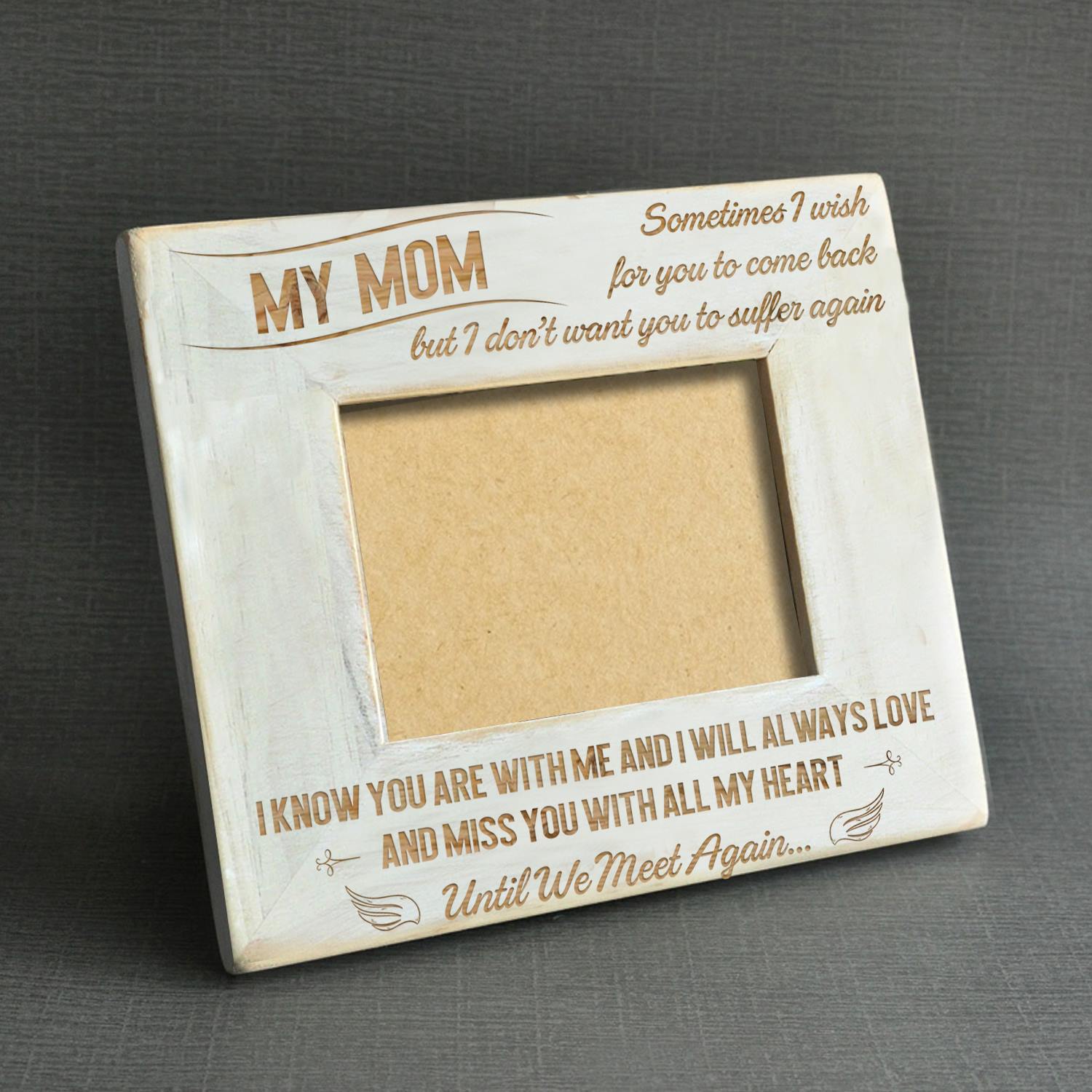 Engraved Memorial Wood Photo Frame