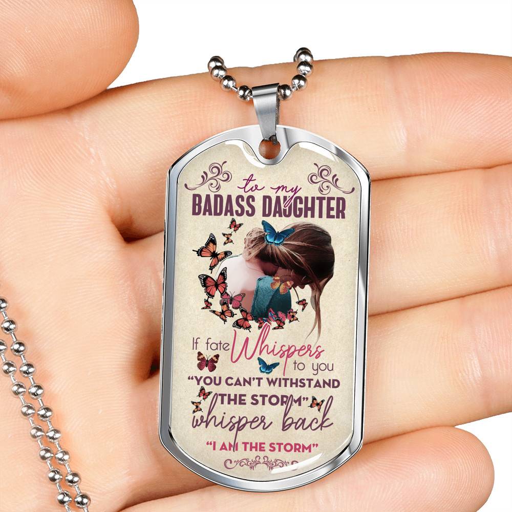 To My Badass Daughter Dog Tag Necklace