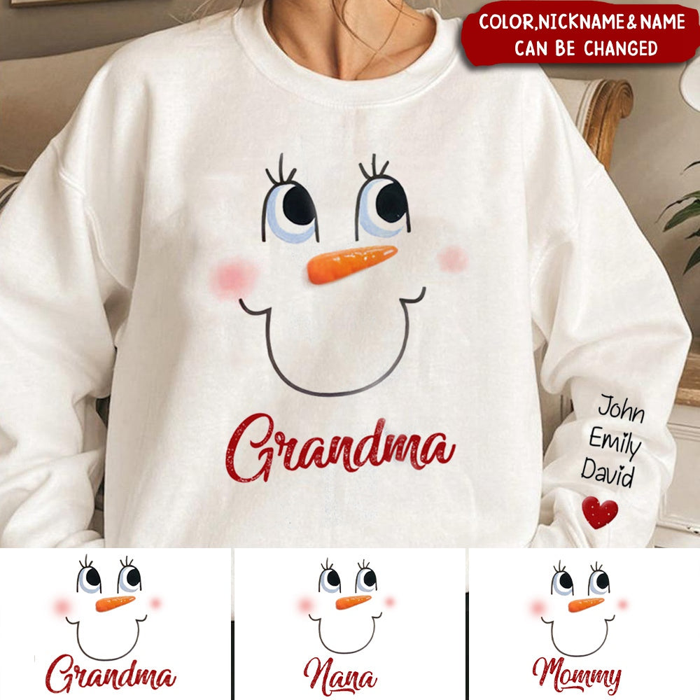 Cute Snow my Grandma Mom Little Heart Kids Personalized Christmas Sweatshirt