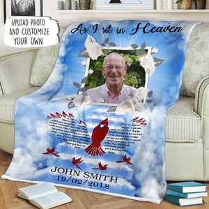 As I Sit In Heaven Custom Photo Fleece Blanket