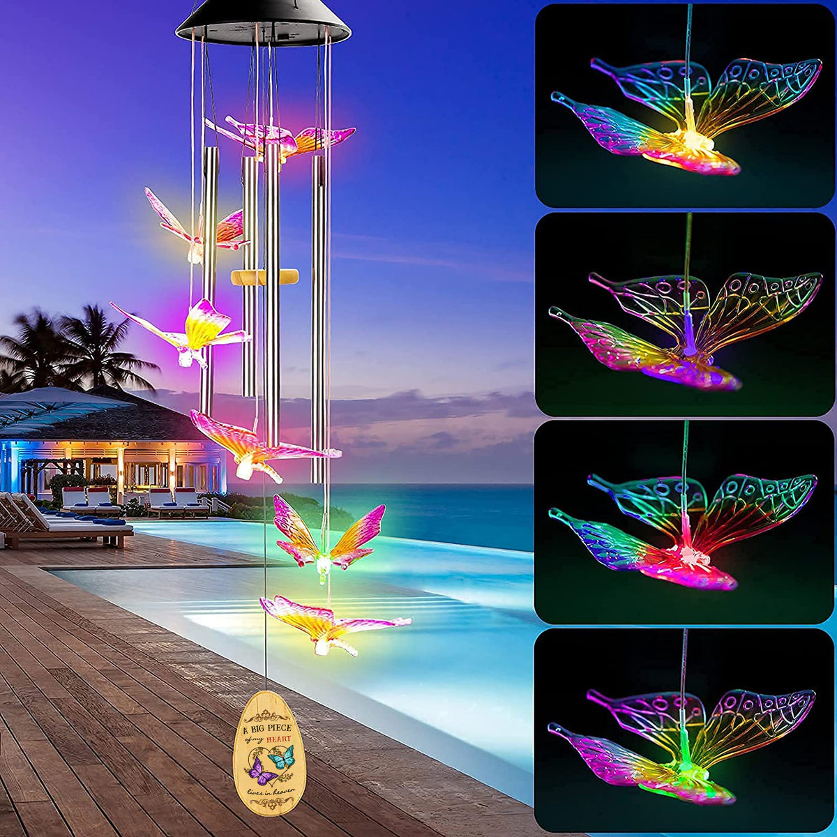 My Love in Heaven Solar Butterfly Wind Chimes