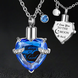 12 Birthstones Heart Cremation Jewelry for Ashes Urn Necklaces