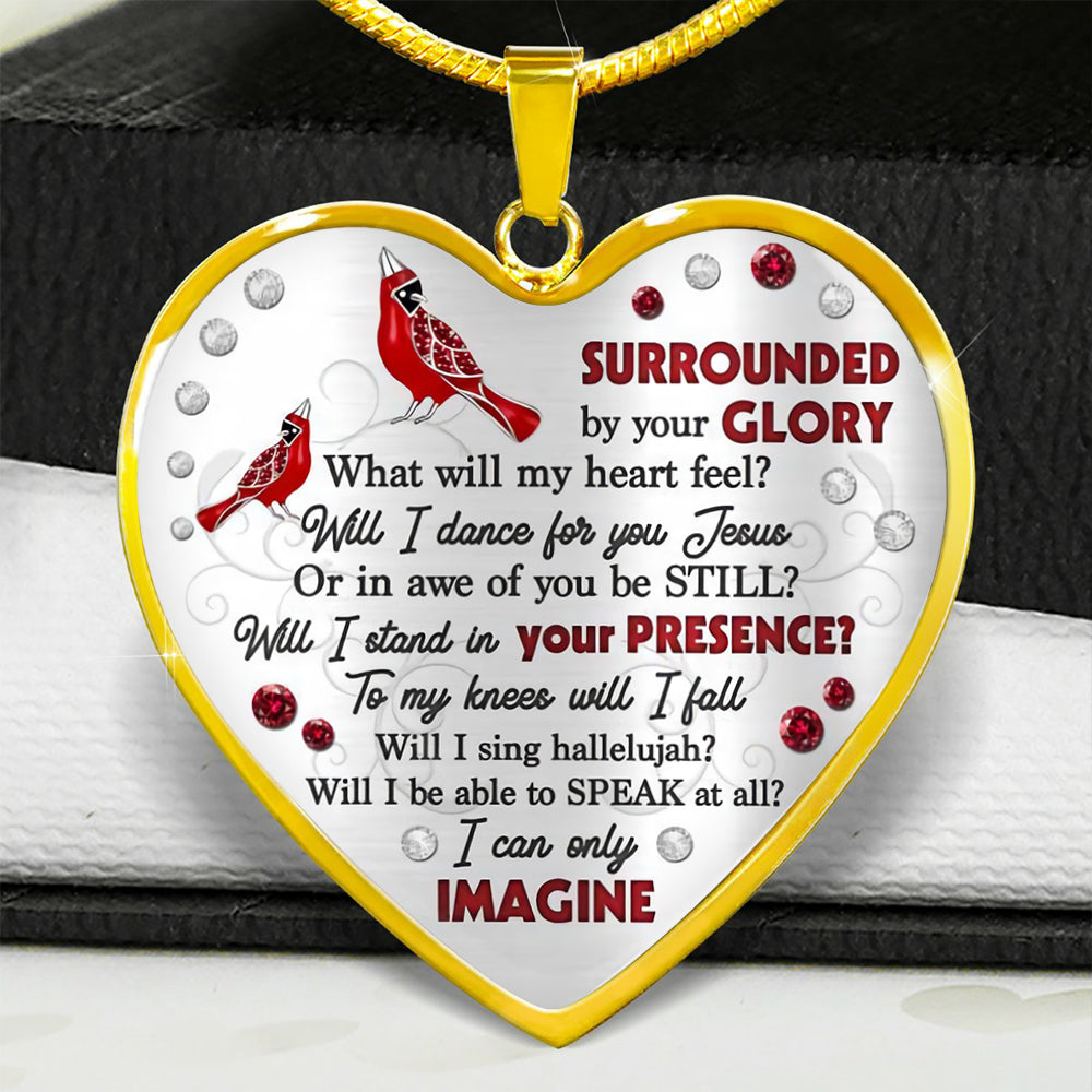 Cardinal Surrounded By Your Glory Heart Necklace