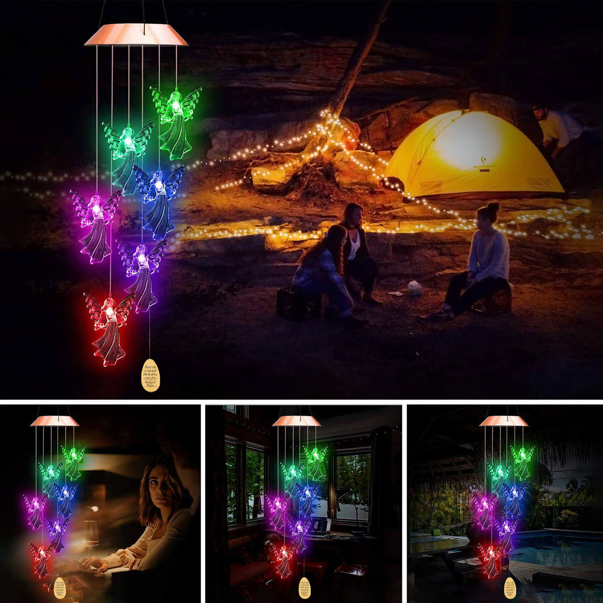 Personalized Guardian Angel Solar Memorial Wind Chimes