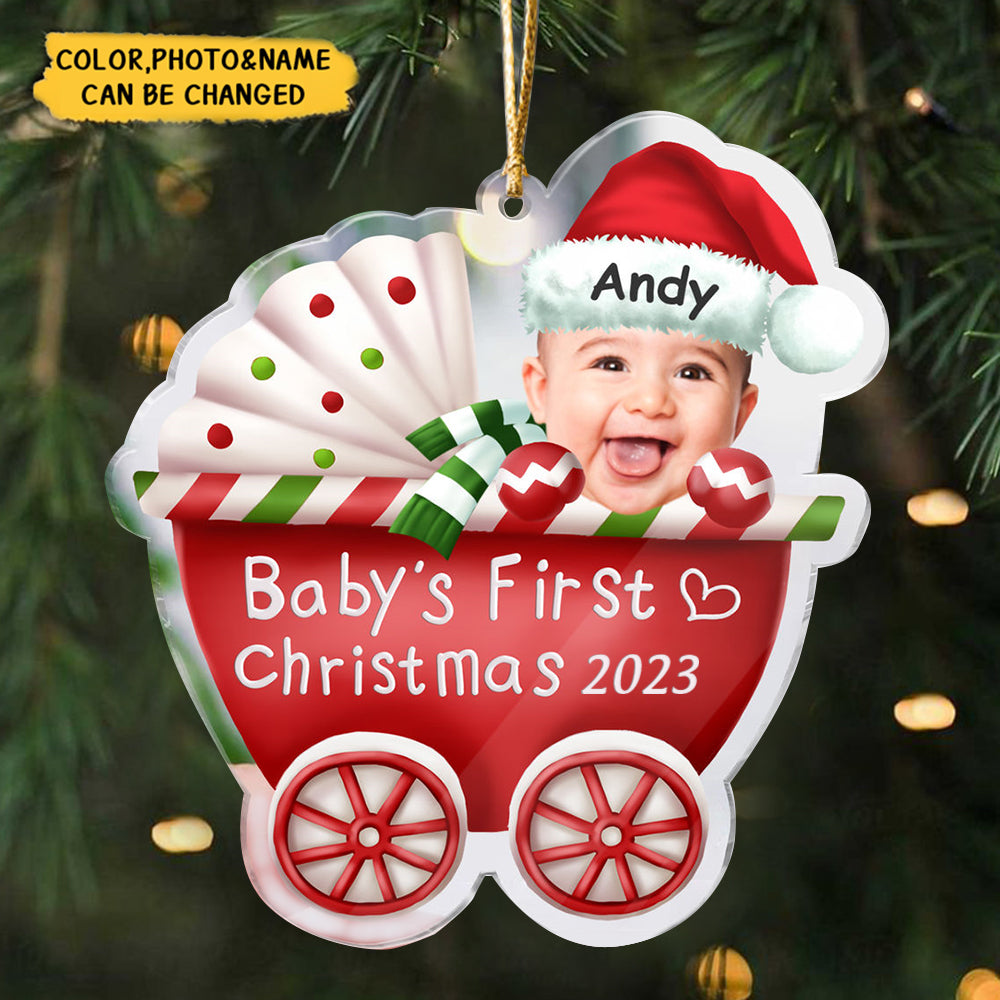 Personalized Transparent Christmas Ornament Baby Custom Photo-My First Christmas 2023