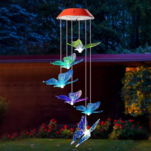 Solar-Powered Butterfly Wind Chime Lights
