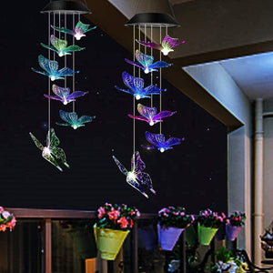 Solar-Powered Butterfly Wind Chime Lights