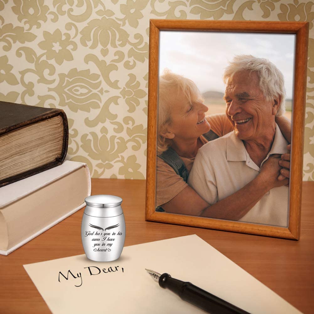 Mini Keepsake Urn for Ashes-God Has You in His Arms, I Have You in My Heart