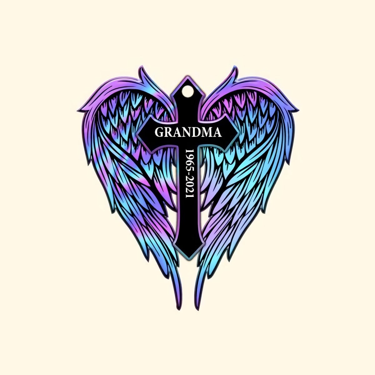 The Cross With Wings Personalized Cut Keychain