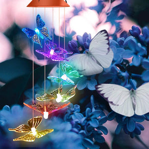 Solar-Powered Butterfly Wind Chime Lights