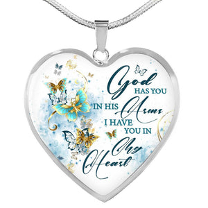 Heart Pendant Necklace-God Has You In His Arms
