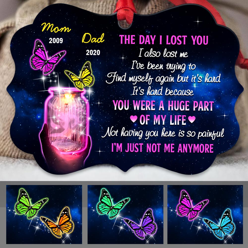 Butterfly The Day I Lost You Personalized Memorial Acrylic Ornament