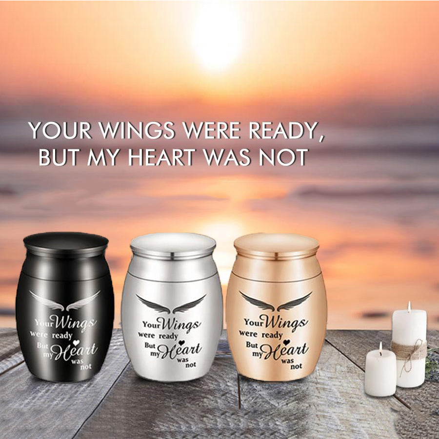 Mini Keepsake Urn for Ashes-Your Wings were Ready, But My Heart was Not