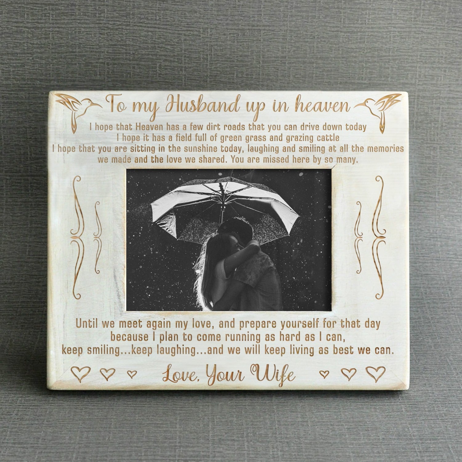 To My Husband Up In Heaven Wood Picture Frame