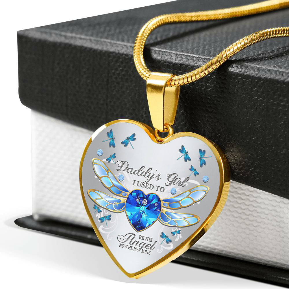 Daddy's Girl Dragonfly Heart Necklace