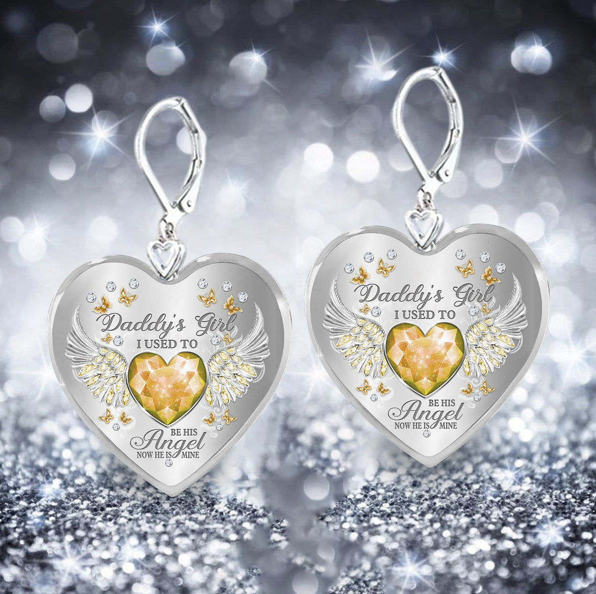 Daddy's Girl Birthstone Heart Earring