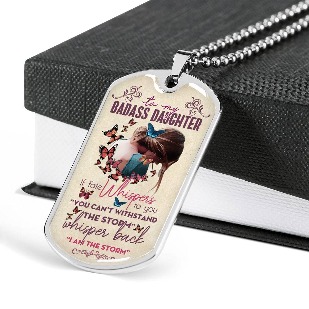 To My Badass Daughter Dog Tag Necklace