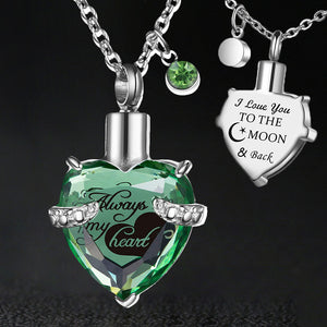 12 Birthstones Heart Cremation Jewelry for Ashes Urn Necklaces