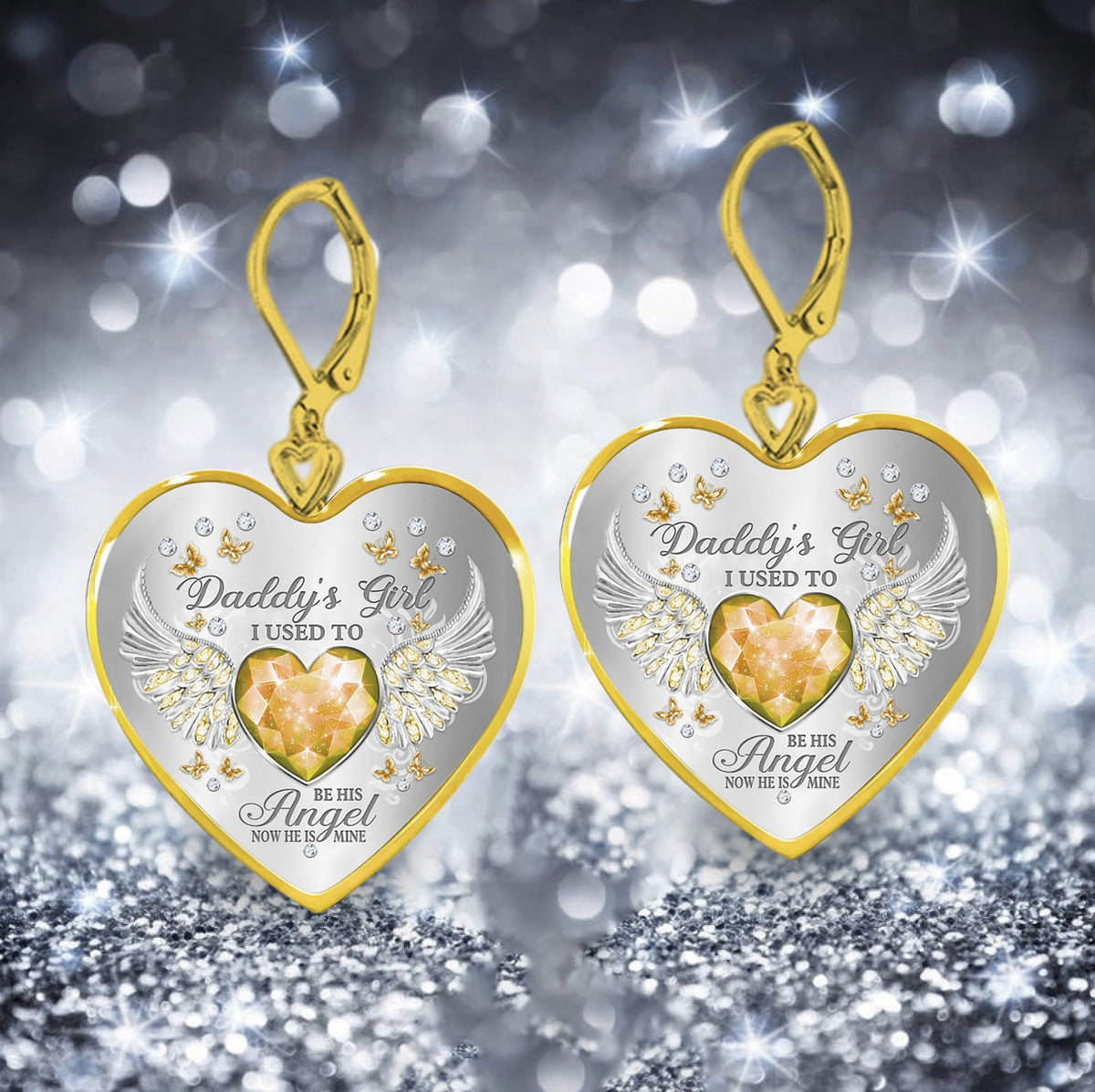 Daddy's Girl Birthstone Heart Earring
