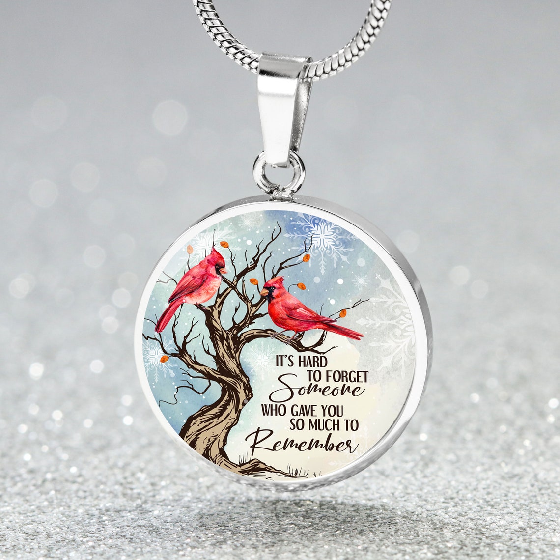 Memorial Cardinal Necklace - Circle Pendant Necklace