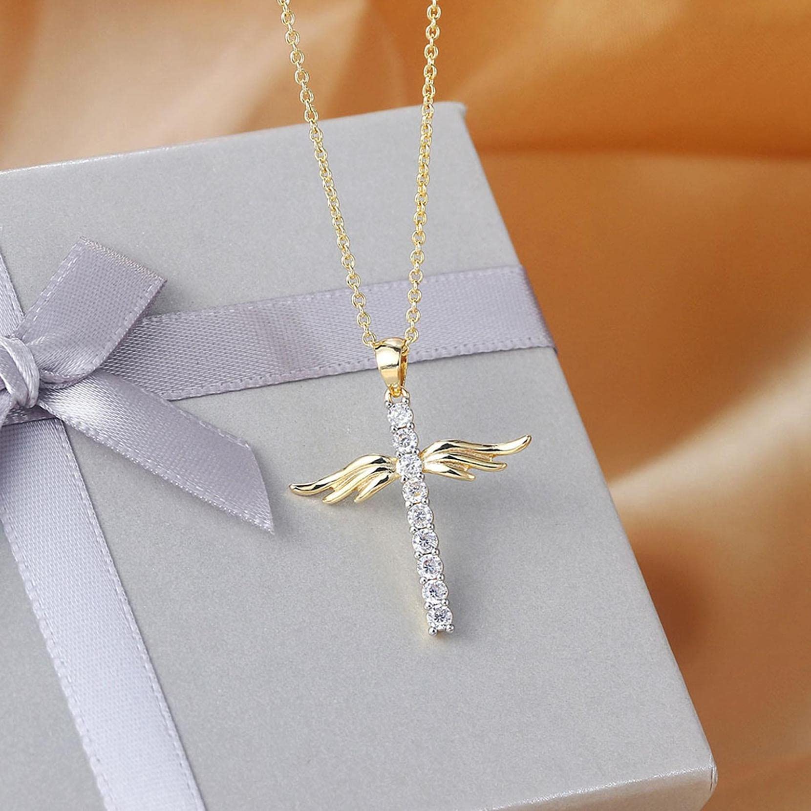 Guardian Angel Cross Necklace