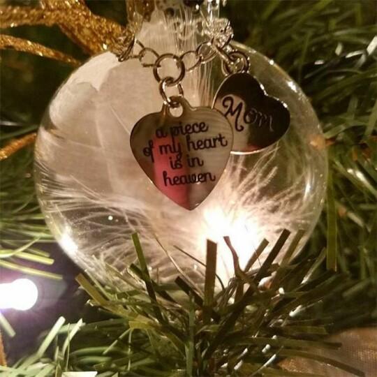 A Piece of My Heart Is In Heaven - Personalized Memory Ornament Feather Ball