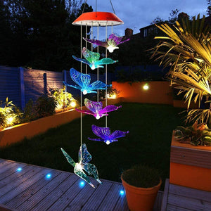 Solar-Powered Butterfly Wind Chime Lights